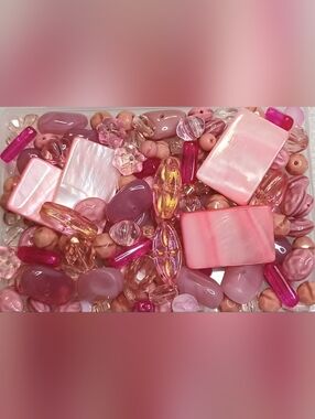 Glass loose beads pink Mix Jewelry Making Beads Over 100 Glass Beads